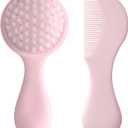 Baby Hair Comb Set Soft Baby Hair Brush Baby Comb Hair Comb Set Newborn Baby Hair Brush and Comb Set Baby Care Hair Brush for Girls and Boys,Ideal Present for Baby Pink