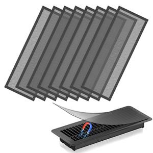 8pcs Floor Vent Covers,4"x12" Magnetic Vent Covers Mesh Screen Air Vent Filter, Hon&Guan Floor Register Vent Covers for Home Floor/Wall/Ceiling Catch Debris Hair Dust (Black)