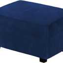 Rectangular Velvet Cover For Ottoman Pouf, Elastic, Size M, With Storage, Protective Cover For Sofa, Footrest And Stool. ( Royal Blue)