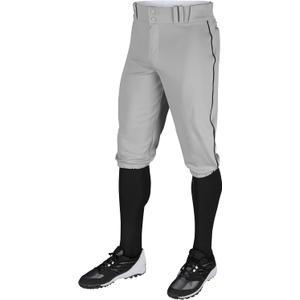 CHAMPRO Boy's Triple Crown Baseball Pant Knickers with Braid (Grey, Black Pipe), Small