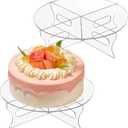 2 PCS Acrylic Round Cake Stand with Base, 12Inch Birthday Cake Stands, Decorative Dessert Trays for Tea Party, Birthday Party, Wedding, Baby Shower (2PCS)