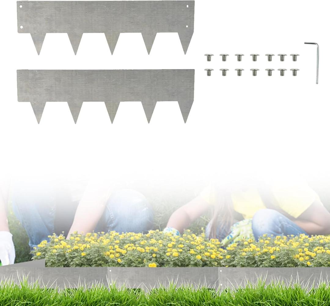 10ft Galvanized Steel Landscape Edging16.9" L x 5.5" H Galvanized Garden Edging with Bendable and Flexible DesignWeathering Rust Patina Finish(7-Pack)