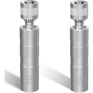 14mm&16mm Spark Plug Socket Set, Thin Wall 3/8" Drive Spark Plug Sockets Removal Tool, 12 Point, Magnetic Swivel Spark Plugs Socket for Most Car Models