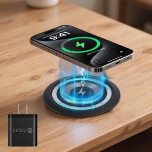 2 x 15W Fast Wireless Charging Station Pad Compatible with iPhone 16/16e/16 Pro/16 Pro Max 16 15 14 13 12 11 Series Samsung Galaxy S25 S24 S23 S22 S21 Note 20 (Desk Magnetic Wireless Charging)