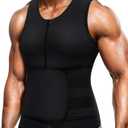 Wonderience Neoprene Sauna Suit for Men Waist Trainer Vest Zipper Body Shaper with Adjustable Tank Top (X-Large, Black)