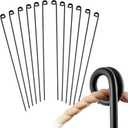 Ferraycle 12 Pcs 42 Inches/3.5 ft Single Rope Poles Steel Stakes with Loop for Creating a Rope Border Around Flower Beds, Fence, Trees, Garden, Walkways, Fountains