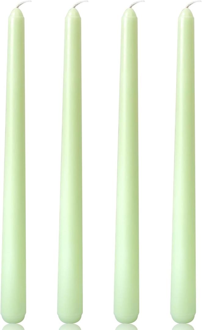 10 Inch Smooth Taper Candles for Home Decoration, 4 Pack Sage-Green Candlesticks for Dinner Party Wedding Holiday Spring
