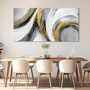Abstract Bedroom Wall Art - Black and White Grey Abstract Gold Foil Hand Painted Texture Modern Canvas paintings for Living Room Kitchen Hallway Office Wall Decor 20x40 IN (40L" x 20W")