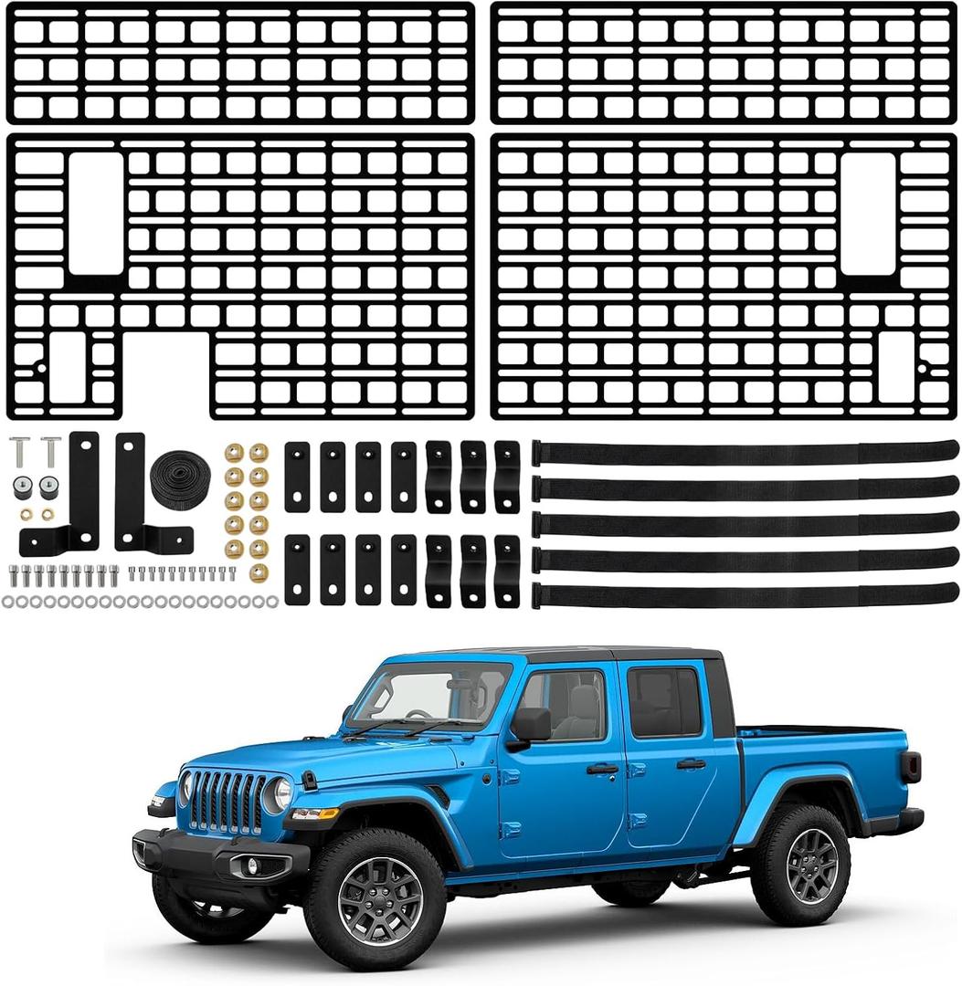 Side Molle Panel Compatible with 2019-2025 Jeep Gladiator JT Bed Storage Cargo Rack Truck Bed Organizer No Drilling Fits for Gladiator Accessories