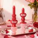 WDS WONDROUS Flameless Heart Candles Set of 2, Red LED Valentine's Day Candles - Battery Operated Love & XOXO Heart Shaped Candle for Home Decor, Wedding, Gift for Her