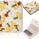 Toughergun Bee Happy Funny RFID Small Wallet Women, Slim Thin Vegan Leather Bifold Wallet with Zipper Coin Pocket & ID Window, Cute Mini Travel Credit Card Holder Gift for Women Ladies Teen Girls