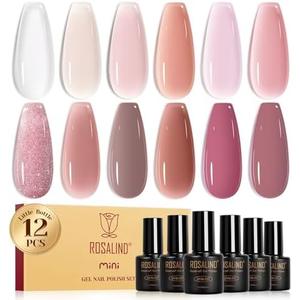 ROSALIND Jelly Gel Nail Polish Set, 12 Colors Jelly Nude Gel Polish Set Pink Milky White Nail Polish Gels Neutral Transparent Sheer Gels Nail Gifts for Women