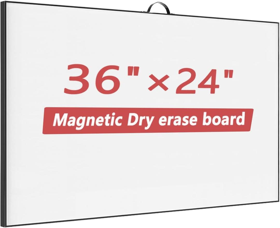 Dry Erase White Board 23.6" X 35.4" Portable Aluminum Frame Whiteboard with Holder Magnetic Board for Office, Home, Kitchen, School(BB-Alu-BK-6090) (Black)