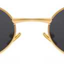 Retro Oval Small Sunglasses for Women Men - Trendy Vintage Gold Metal Sun Glasses (A1 Gold / Grey)