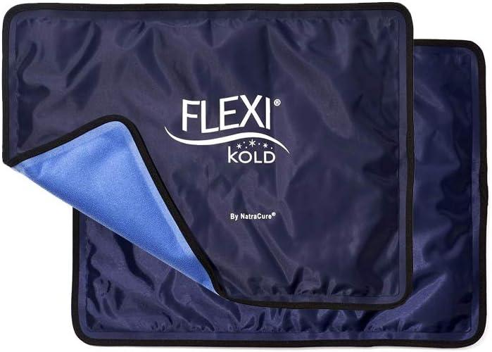 FlexiKold Ice Packs for Injuries Reusable with Straps Cold Compress Gel Cold Pack, Ice Pack for Knee, Flexible Medical Ice Wrap for Back, Shoulders, Legs, Muscle Pain Standard 2 Pk