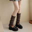 Leg Warmers for Women Winter Leg Warmers Y2k Cute Knit Long Socks for Girls (Brown)