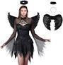 SOMOYA Halloween Fallen Angel Dress Costume Black Fallen Dress Costumes Wings Cosplay for Women (Black, 2XL)