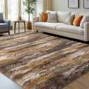 Fluffy Rugs for Living Room Bedroom, 5x7 Feet Abstract Brown Shag Area Rugs, Non-Slip Indoor Modern Fuzzy Plush Floor Carpet for Dorm Nursery Kids Room Decor, Soft Indoor Shaggy Rug