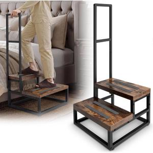 Upgraded Anti-Slip Step Stool with Handle, Heavy-Duty & Stable, Multi-Purpose for High Bed, Kitchen, Bathroom