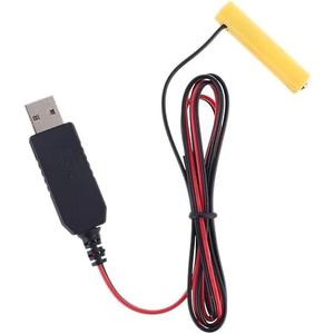 Riatudsy USB Power Supply Cable AA Battery Eliminators Replace,AA Batteries for LED Lights Clock Toy(1.5V)