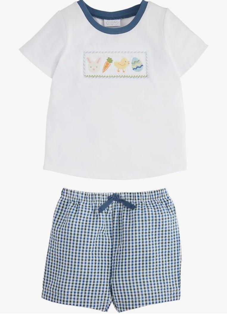 Mud Pie Easter Smocked Short Set 4T-5T