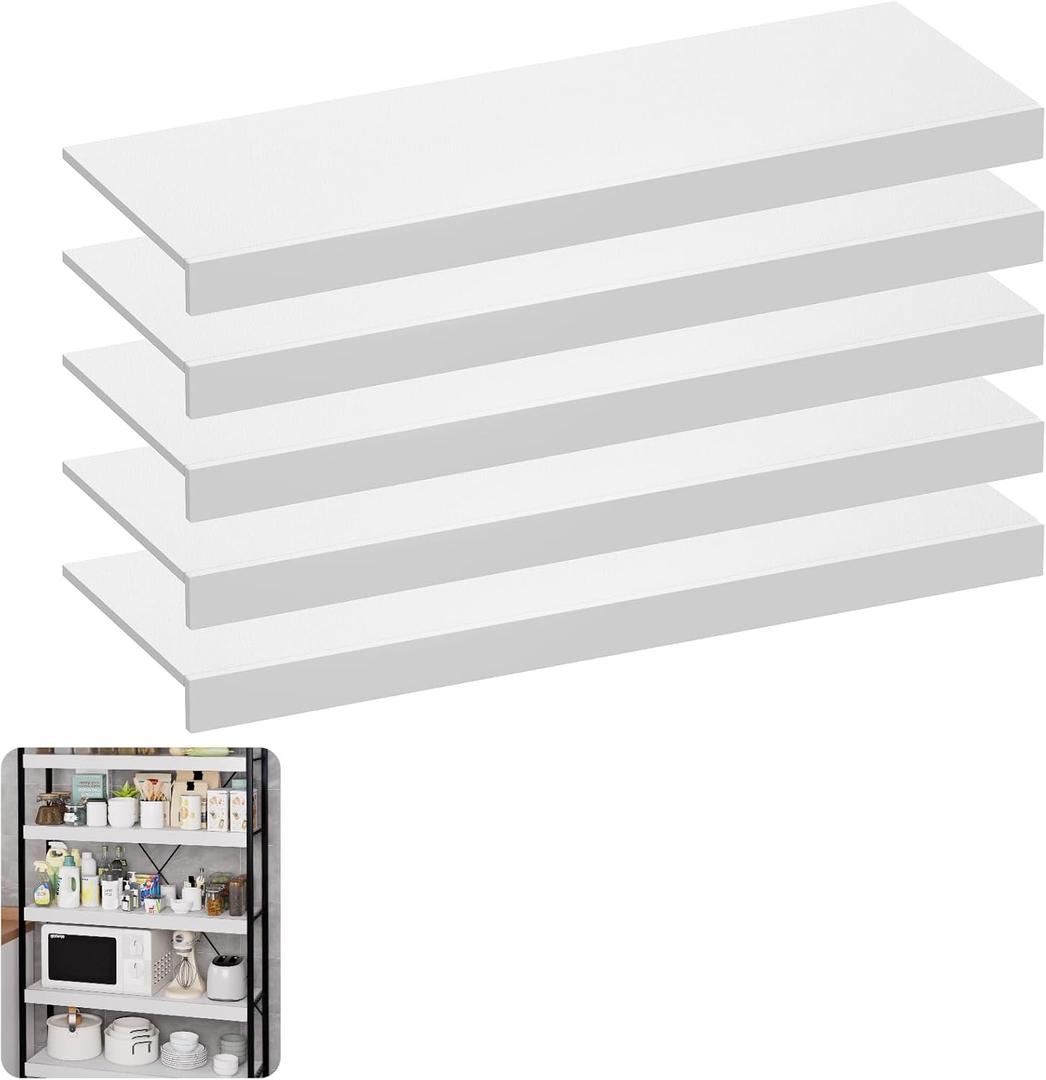 Wire Shelf Cover 36 X 12 Inch Wire Rack Cover Wood Shelf Covers for Pantry Shelving Closet Shelves Organization(White,5 Pack)