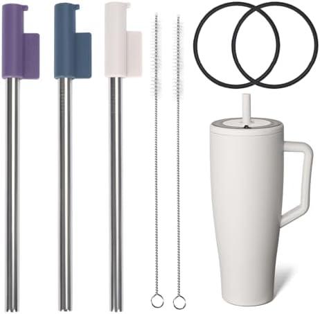 Jetstop Straw Kit Compatible with Brumate Era 40 oz - 3 Stainless Steel Straws with Silicone Straw Connectors, Sealing Rings Reusable Accessories for Brümate Tumbler