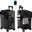 AIWEINY Carry on suitcase Zipperless Luggage,Polycarbonate Aluminum Hard Shell, Expandable Carry-On Suitcase with Spinner Wheels, 24 Inch Cabin