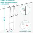 Cerbonny Shower Door Hooks (14 Inch), 2 Pack Super Extended Towel Hooks for Bathroom, Over Door Hooks, Shower Hooks for Frameless Glass Door, Silver