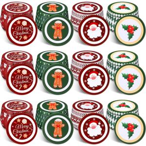 Yungyan Christmas Candle Tin Cans Set Metal Candles Tin Gifts Jars with Lids 8 oz Christmas Cookie Tins Candle Containers for Storing Biscuits Tea Party Favors(12 Pcs)