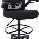 Boss Office Products Mesh Flip Arm Stool Drafting Chair, Black