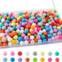 Sunrony 320Pcs 9mm Silicone Beads for Keychain Making, Mixed Color Round Silicone Beads for Pens and Necklace Bracelet Crafts Making (Multicolor Bright)