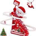 Climbing Stair Slide Toy for Toddler, Racing Tack Playset with Music and Light, Christams Toy, Santa Claus Themed, Gift for Boys Girls