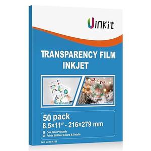Uinkit Inkjet Transparency Film 50 Sheets 8.5x11 OHP Overhead Projector Film for DIY Crafting 100% Clear Transparency Paper For Inkjet Printer