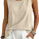 Lyocell Linen Tops for Women Summer Trendy Casual Tank Tops Comfy Lightweight Loose Womens Sleeveless Tops Shirts