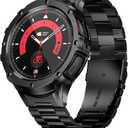 SUPLINK Stainless Steel Case Bands Compatible with Samsung Galaxy Watch 5 Pro Band 45mm, Metal Protective Rugged Case Adjustable Strap for Samsung Watch 5 pro Band for Men, Black