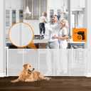 Reinforced No Drill 100" Wide Retractable Baby Gates No Drilling Retractable Dog Gates for Doorways Extra Wide No Drill Baby Gate with Support Bars Extra Long Baby Gate Retractable Pet Gates for Dogs (White)