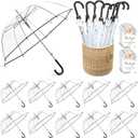 12 Pcs Wedding Favors for Guest Umbrella Gifts Bulk 52 Inch Large Dome Rain Windproof Stick Umbrellas with Thank You Tags and Rope Guest Souvenirs for Wedding Party Bridal Favors (Black)