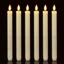 Homemory 6 Pack Flameless Taper Candles, No Remote, Realistic Flickering Battery Operated Candlesticks, Ivory LED Plastic Candle Safe for Weddings, Table Decor, Christmas, and Halloween