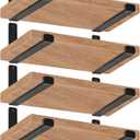 8 Pack - 11.25" L x 6" H x 1.5" W J Lip Shelf Brackets Rustic Farmhouse Iron Wall Floating Shelf Bracket Metal Shelf Bracket Industrial Shelf Supports with Screws Black