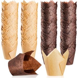 Potchen 800 Pcs Tulip Cupcake Liners Baking Cups Muffin Baking Cupcake Liners Wrappers Greaseproof Tulip Cups Holders for Party Wedding Birthday Baby Showers(Solid,Classic Style), about 50 x 85 mm/ 2 x 3.2 inches