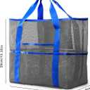 Mesh Beach Bag, Extra Large Beach Bags with 9 Pockets & Zipper Waterproof Lightweight Beach Tote for Beach/Pool Trip (Grey)