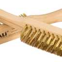 SALI Heavy Duty Copper Plated Steel Brushes - for Rust Removal, Automotive Cleaning, Welding Slag, Grill & Household Use, 11" Curved Beechwood Handle, 14X4 Rows Bristles (Pack of 2)