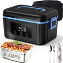 Cordless Electric Lunch Box for Adults, Heated Lunch Box for Men, 6 Cups Self Heating Lunch Box, Battery Powered, 304 Stainless Steel, 18000mAh, Portable Food Warmer with Insulated Carry Bag