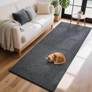 FinRec 2x6 Washable Runner Rugs for Kitchen Hallway Bedroom, Low Pile Thin Rug Solid Color, Non-Slip Carpet Indoor for Home Decor (Grey)