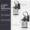 zeyu 19.5 Inch Outdoor Wall Lamp, 1-Light Large Outdoor Wall Lighting for House Porch, Die-Cast Aluminum in Black Finish, Water Ripple Glass, ZX111B-M BK-WG, 19.5'' - 1 Pack