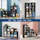Mavivegue Bookshelf,15 Cube Storage Organizer,Book Shelf Organizer,Tall Bookcase Shelf,Book Cases/Shelves,Black Cube Shelf,Cubbies Closet Storage Shelves for Bedroom,Living Room,Home,Office