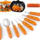 Halloween Pumpkin Carving Kit, 10PCS Professional Pumpkin Carving Tools Set, Heavy Duty Stainless Steel Sculpting Tool for kids or adults, Pumpkin Carving Knife with plates for Halloween
