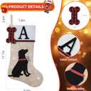 20 Inches Pets Initial Christmas Stocking,Dog Christmas Stocking Personalized with Dog Bone Hanging Wooden Ornament,Xmas Gifts for Pets(Letter I)