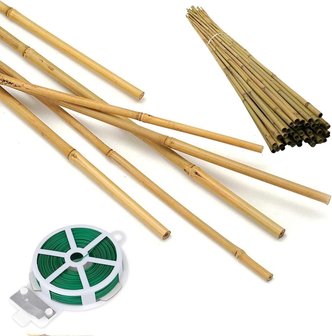 50 Pack 8ft Bamboo Plant Stakes for Wood Garden SticksWooden Plant SupportsBamboosBamboo TrellisCrafts